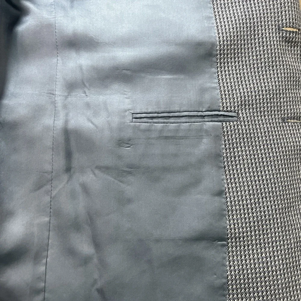 Canali Milano Field Brothers Men's Houndstooth Check Blazer Blue Gray‎ Italy 52